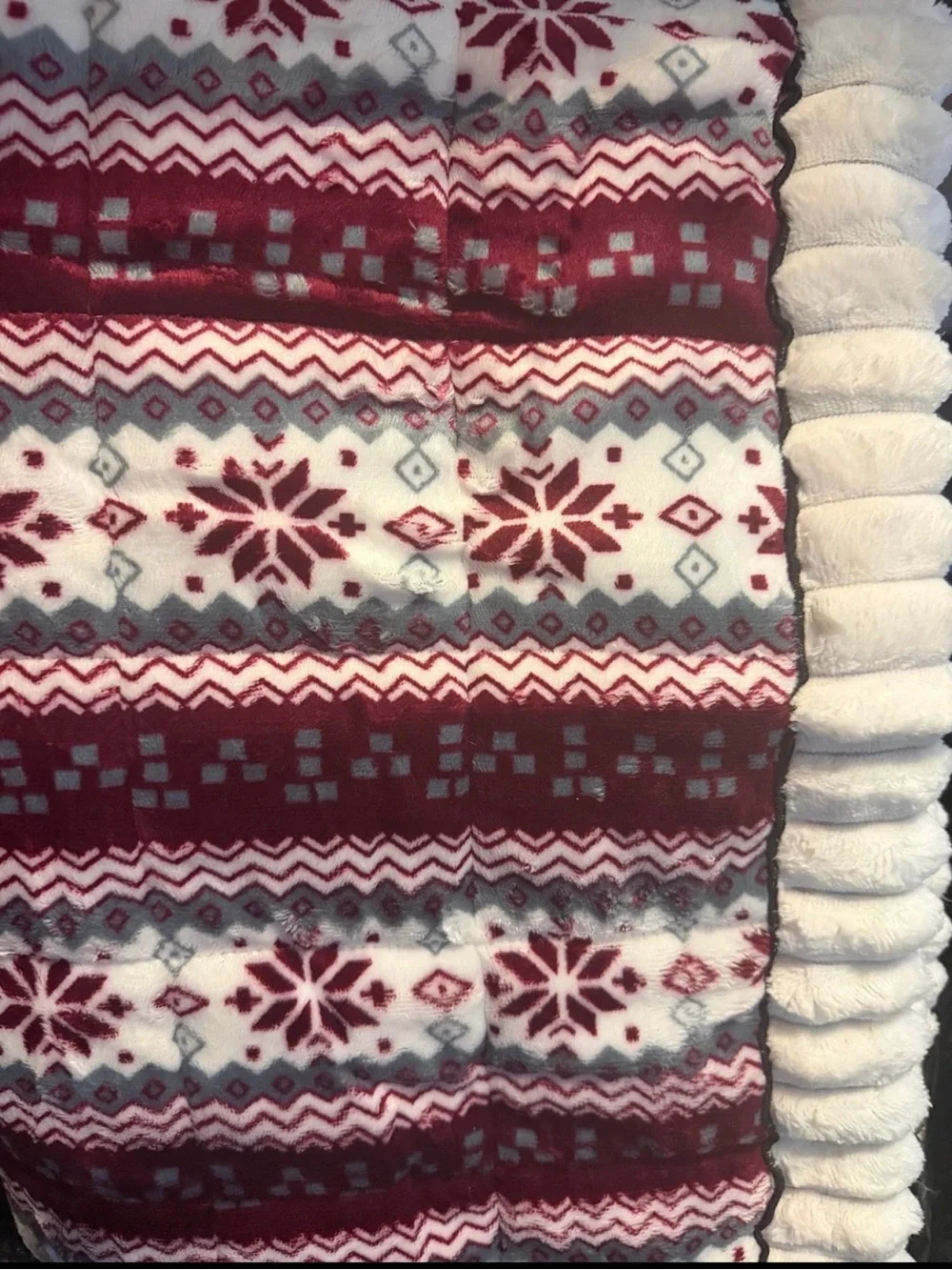 Plush Nordic Holiday Bench Cushion | Soft Sherpa Trim | 27.5” x 27.5” Seat Pad
